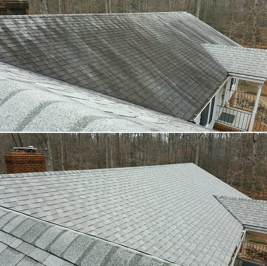 Soft wash roof cleaning service in Akron Ohio