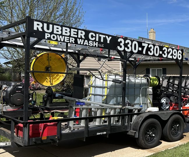 Rubber City Power Wash trailer in Akron Ohio