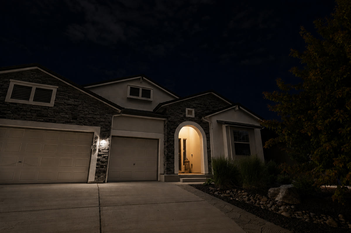 Before-style visualization of a home before Permanent Roofline Lighting